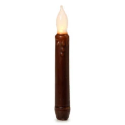 Battery Taper Candle - Brown Wax - 6in - Pack Of 2