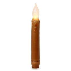 Battery Taper Candle - Mustard Wax - 6in - Pack Of 2