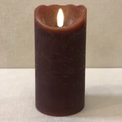 Battery Pillar Candle With Timer - 3x6 - Burgundy