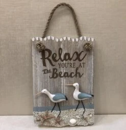 Beach Wall Decor - Shore Birds - Relax You're At The Beach - 15.5in