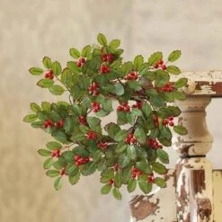 Berry Candle Ring - Red-Tipped Holly With Berries - 3.5in
