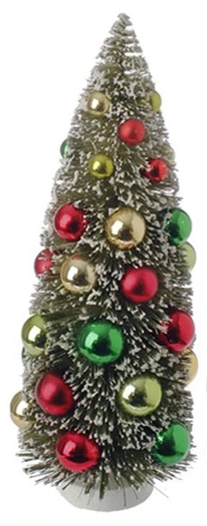 Bottle Brush Tree - Sisal Tree With Ornaments - 12in