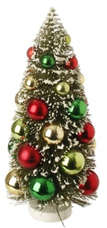 Bottle Brush Tree - Sisal Tree With Ornaments - 9in