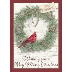 Boxed Christmas Cards - "Wreath With A Cardinal"