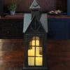 Candle Lantern Holder - Antique Black House Lantern - 18.5in