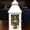 Candle Lantern Holder - Rustic Cream Deco Wire Lantern - 18.5in