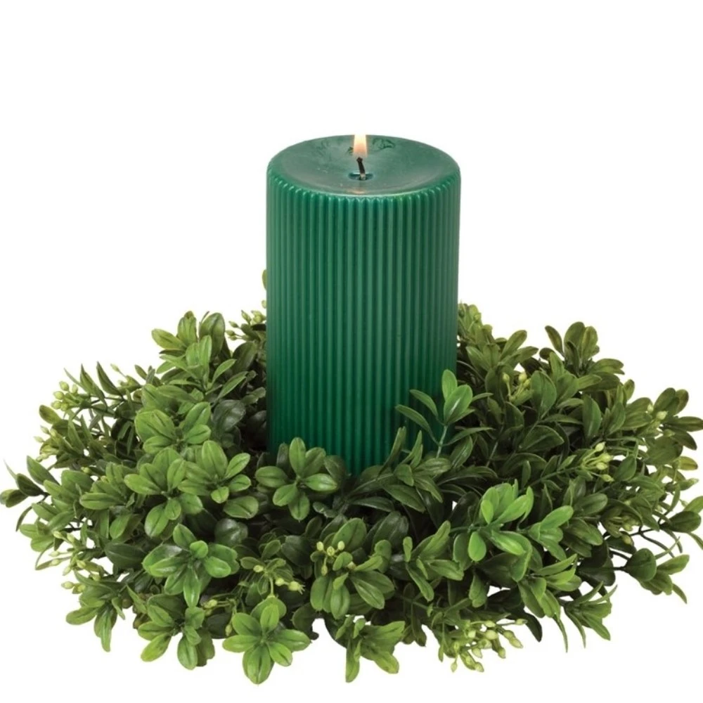 Green Leaf Candle Ring - Boxwood - Green - 4.5in 1 Green Leaf Candle Ring - Boxwood - Green - 4.5in