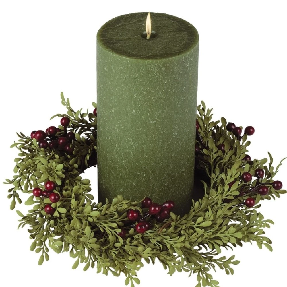 Holly Berry Candle Ring - Mini Leaf & Red Berries - 4.5in 1 Holly Berry Candle Ring - Mini Leaf & Red Berries - 4.5in