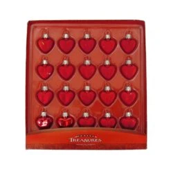 Glass Ornament - Mini Red Hearts - Set Of 20