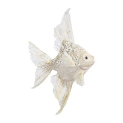 Christmas Ornament - White & Gold Angelfish - 10in