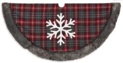 Christmas Tree Skirt Red/Gray With Snowflake - 48in