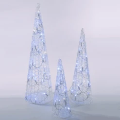 Clear Lighted Tree Cones - Remote Control Multicolor - 3pc Set