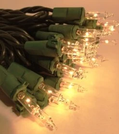 Mini Christmas Lights - Warm White - Electric/Green Cord - Commercial Grade - Set/50