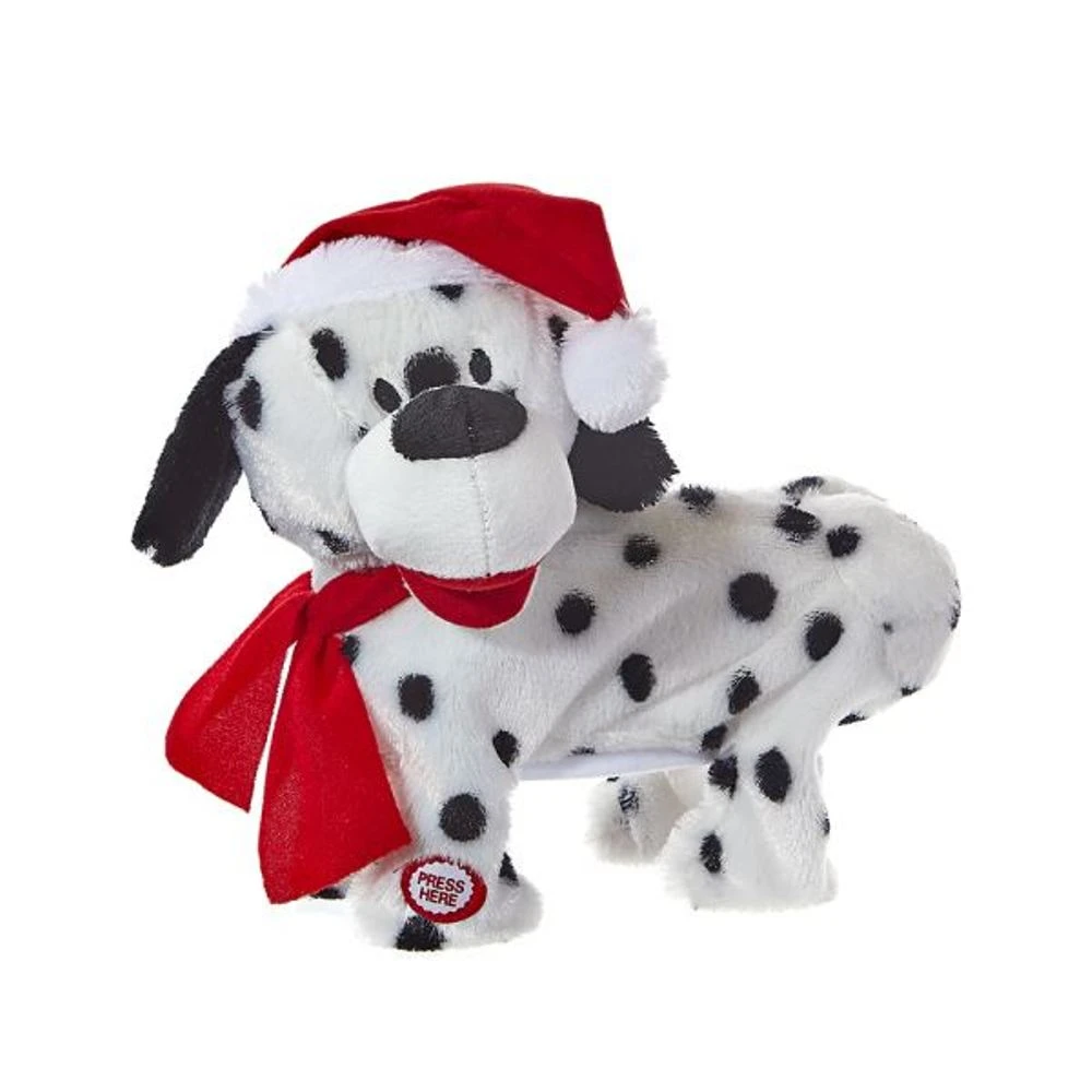 Decorative Figure - Animated Black And White Christmas Dog - 9in 1 Decorative Figure - Animated Black And White Christmas Dog - 9in