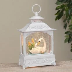 Decorative Lantern Water Globe - Swan Pair - 12.8in