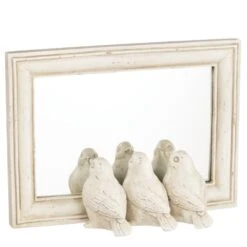Decorative Table Mirror - 3 Birds - Cream - 8.25 X 6in