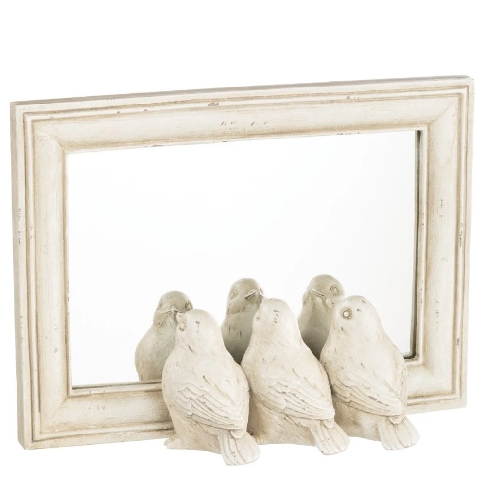 Decorative Table Mirror - 3 Birds - Cream - 8.25 X 6in 1 Decorative Table Mirror - 3 Birds - Cream - 8.25 X 6in