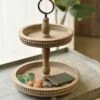 Farmhouse Tiered Tray - Natural Wood Bead - 16in H
