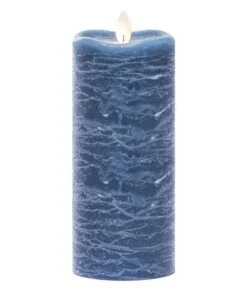 Flameless Pillar Candle - Mirage Gold - Aegean Blue - 7in X 3in