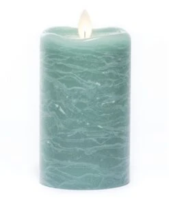 Flameless Pillar Candle - Mirage Gold - Sea Green - 5in X 3in
