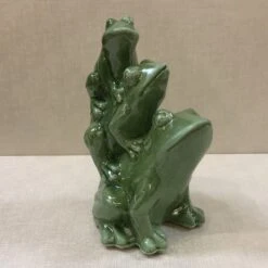 Frog Garden Statue - Frog Family - Green - 9in