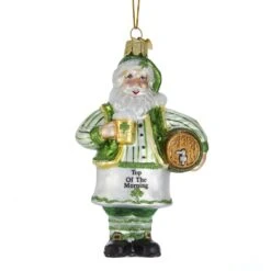 Glass Ornament - Irish Santa With Beer - 5in