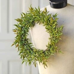 Green Leaf Candle Ring - Green Smilax Leaf - 6.5in