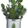 Holiday Botanicals Arrangement - White Berry Mistletoe Tin - 7.5 Inch