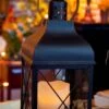 Candle Lantern Holder - Rustic Black Lantern - 12in