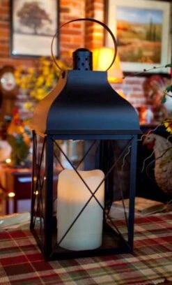 Candle Lantern Holder - Rustic Black Lantern - 16in