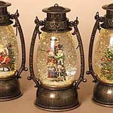Lighted Water Lantern Snow Globe - Bronze - Carolers