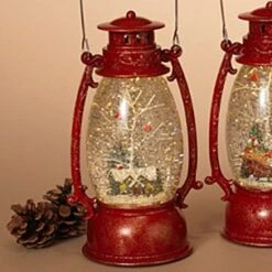 Lighted Water Lantern Snow Globe - Red - House With Cardinals