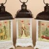 Lighted Water Lantern Snow Globe - White - Santa/Cardinals