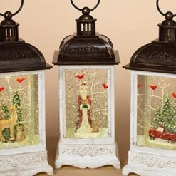 Lighted Water Lantern Snow Globe - White - Santa/Cardinals