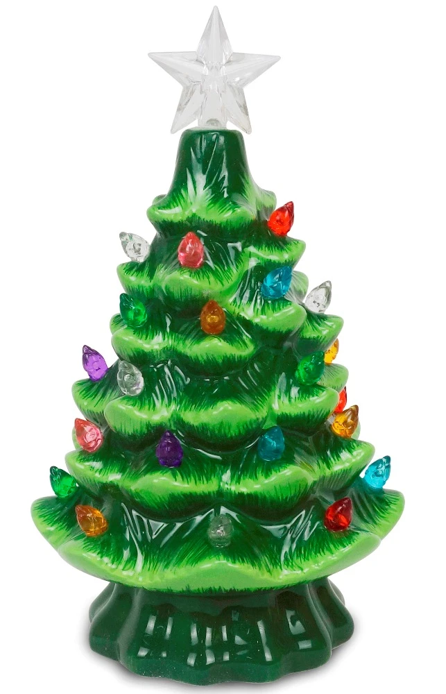 Lighted Ceramic Christmas Tree - Battery-Operated With Multi-Colored Lights - 7.5 Inch 2 Lighted Ceramic Christmas Tree - Battery-Operated With Multi-Colored Lights - 7.5 Inch - Image 2