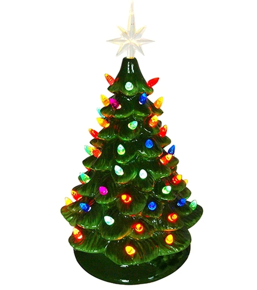 Lighted Ceramic Christmas Tree - Electric With Multi-Colored Lights - 16 Inch 1 Lighted Ceramic Christmas Tree - Electric With Multi-Colored Lights - 16 Inch