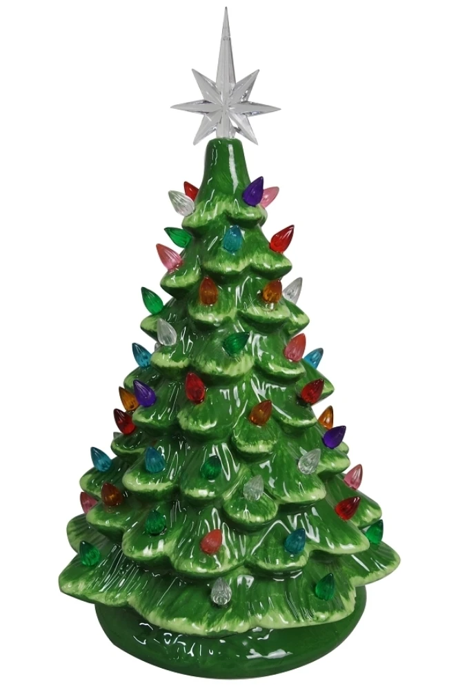 Lighted Ceramic Christmas Tree - Electric With Multi-Colored Lights - 16 Inch 2 Lighted Ceramic Christmas Tree - Electric With Multi-Colored Lights - 16 Inch - Image 2