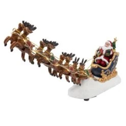 Lit Santa With Sleigh Table Decor - Battery-Operated LED - 11in