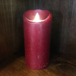 Battery Pillar Candle - Luminara LED - Rio Red - 7in X 3.5in