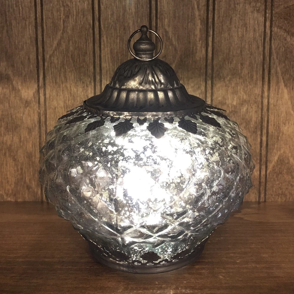 Mercury Glass Lantern - LED Silver - On/Off/Timer - 6in 1 Mercury Glass Lantern - LED Silver - On/Off/Timer - 6in