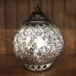 Mercury Glass Lantern - LED Silver - On/Off/Timer - 7.5in