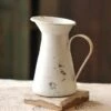 Metal Pitcher - White Distressed - 8in H