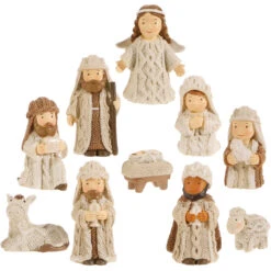 Nativity Set - Cream/Brown - Set Of 10 - 2.5in