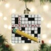 Old World Christmas Glass Ornament - Crossword Puzzle
