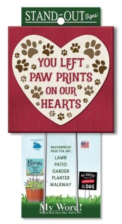 Pet Memorial Plaque For Outside - Cats Or Dogs - Paw Prints - 8in