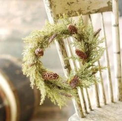 Pine Candle Ring - Prickly Pine With Snow - 6.5in