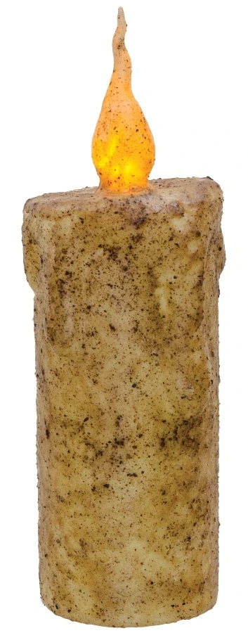 Primitive Battery-Operated Pillar Candle With Timer - Burnt Ivory - 6.5in X 2.5in 1 Primitive Battery-Operated Pillar Candle With Timer - Burnt Ivory - 6.5in X 2.5in