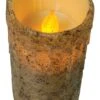 Primitive Battery-Operated Pillar Candle With Timer - Burnt Ivory - 6in X 3in