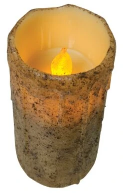 Primitive Battery-Operated Pillar Candle With Timer - Burnt Ivory - 6in X 3in