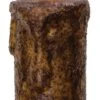 Primitive Battery-Operated Pillar Candle With Timer - Burnt Mustard - 6.5in X 2.5in